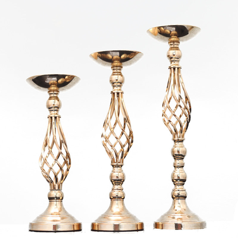 Vase-Twisted Wrought Iron Candlestick Style