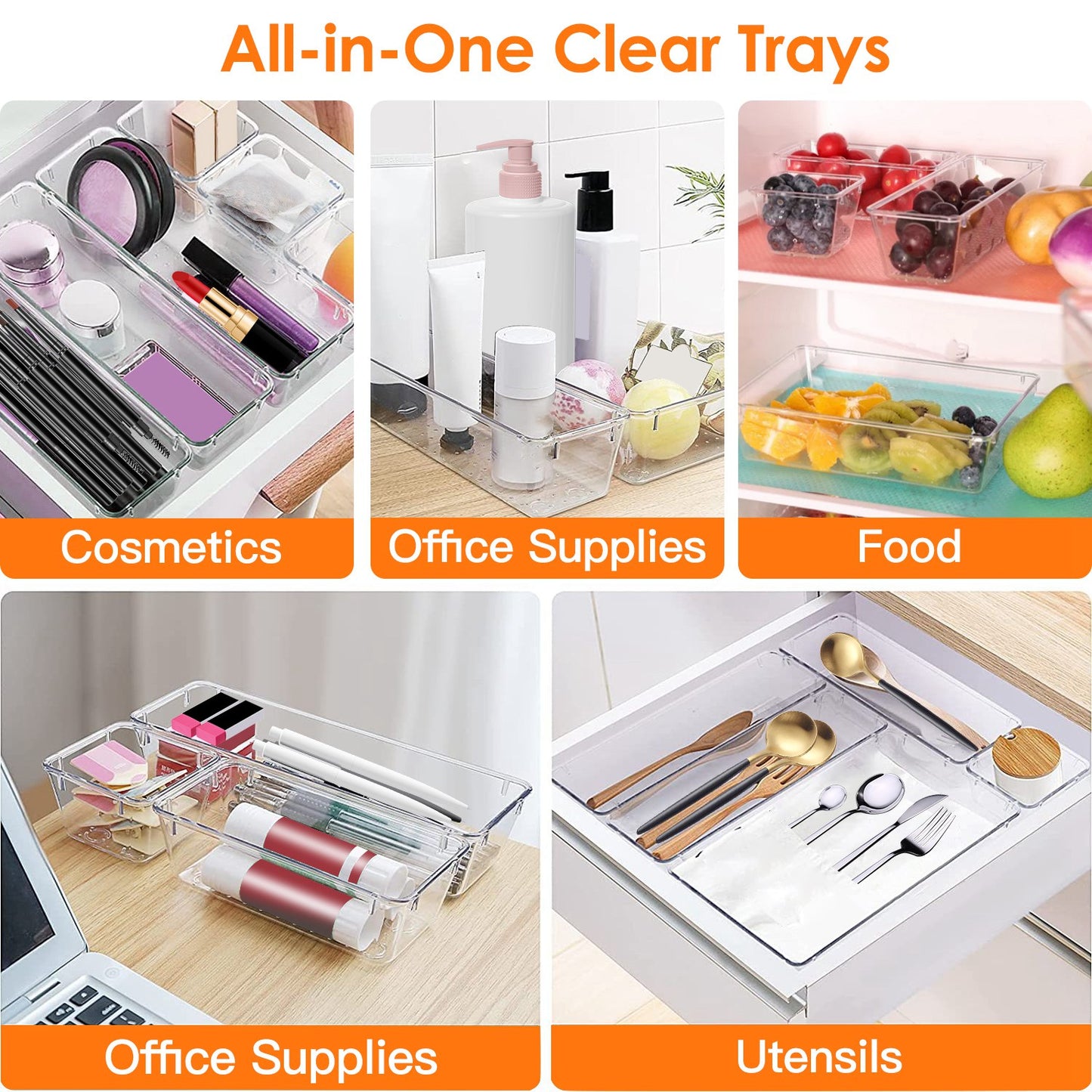 Clear Plastic Drawer Organizers-25PC