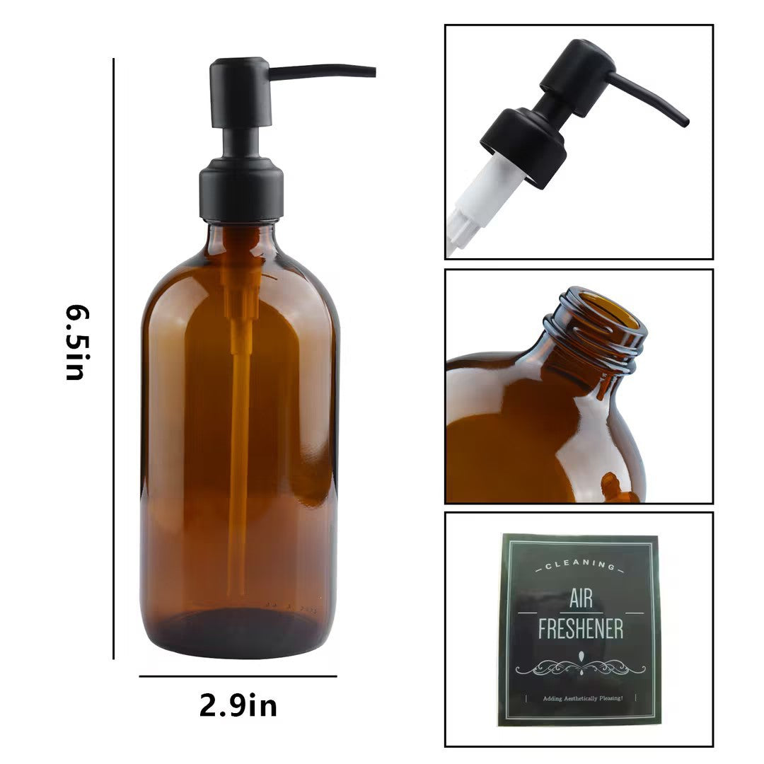 Amber Boston Round with Pump Top 500ml