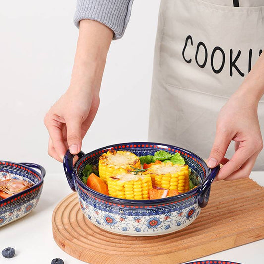 Pastoral French Underglazed Porcelain Ceramic Baking Dishes