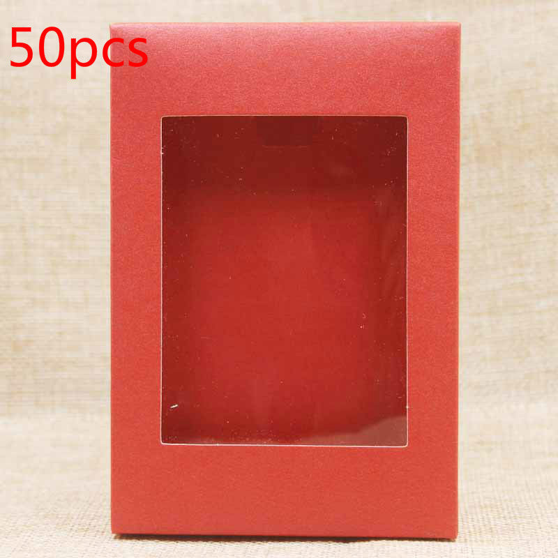 50PCS Colorful Shallow Dessert Boxes with Window