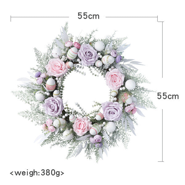 Easter Eggs & Roses Silk Wreath