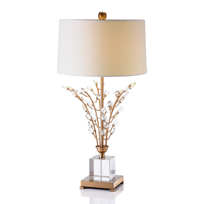 Glam Crystal & Gold Table Lamp with Drum Shade