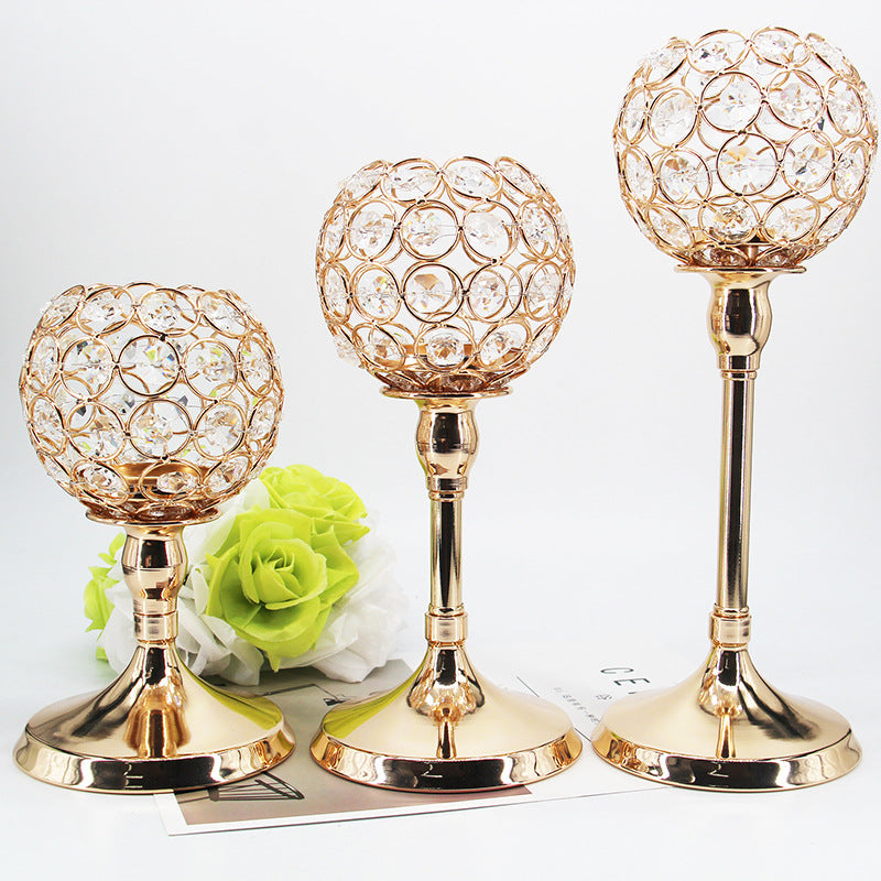 Candle Holder-Golden Crystal