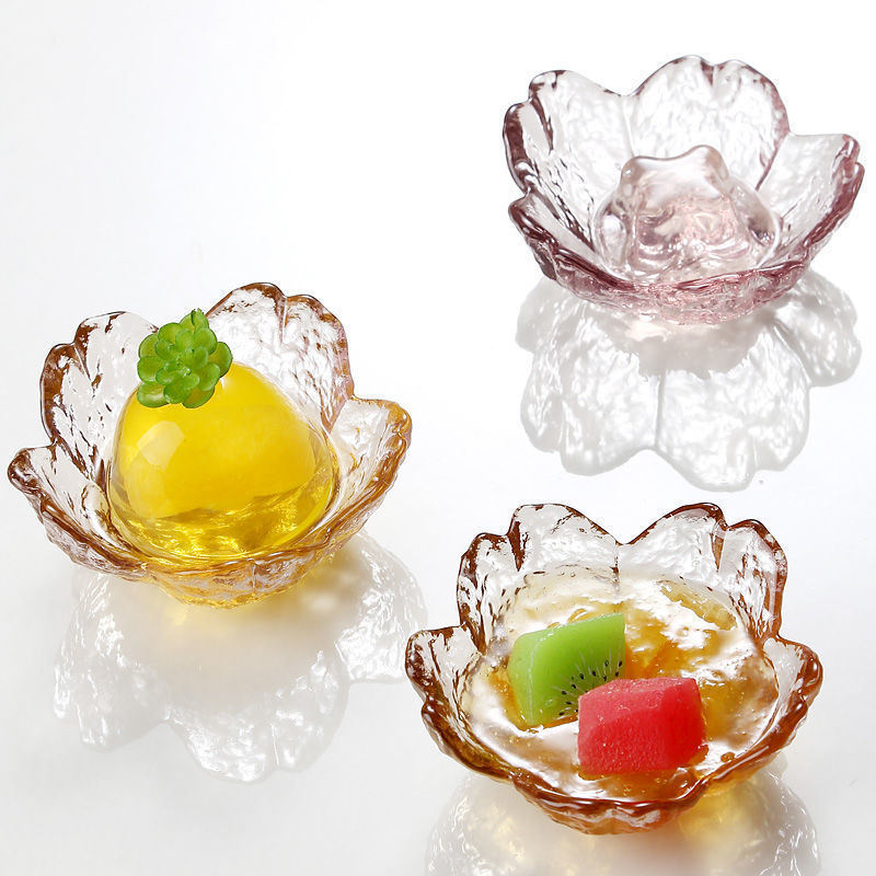 Gold Edged Glass Flower Petals Dish