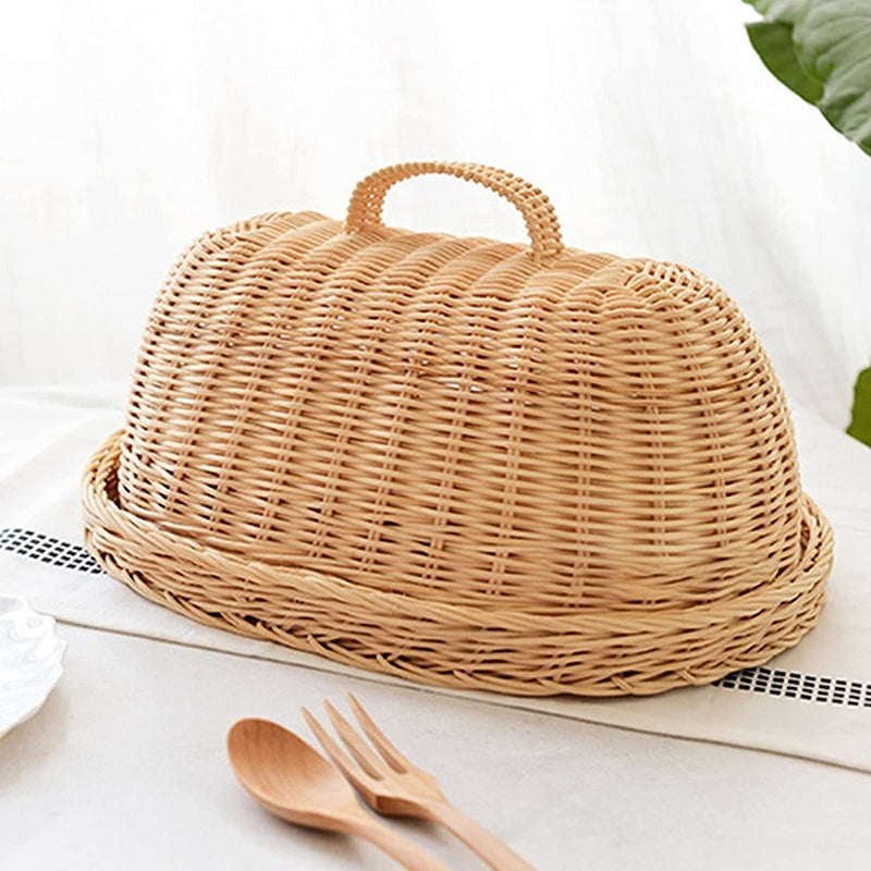 Wicker Bread Tray & Cloche