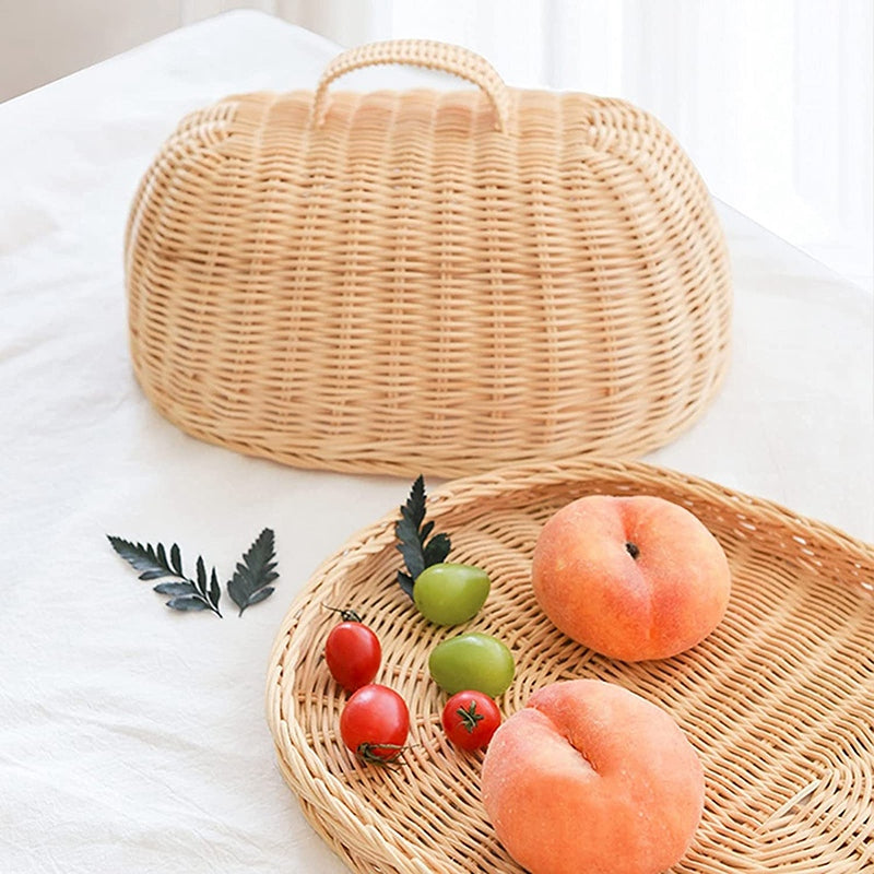 Wicker Bread Tray & Cloche