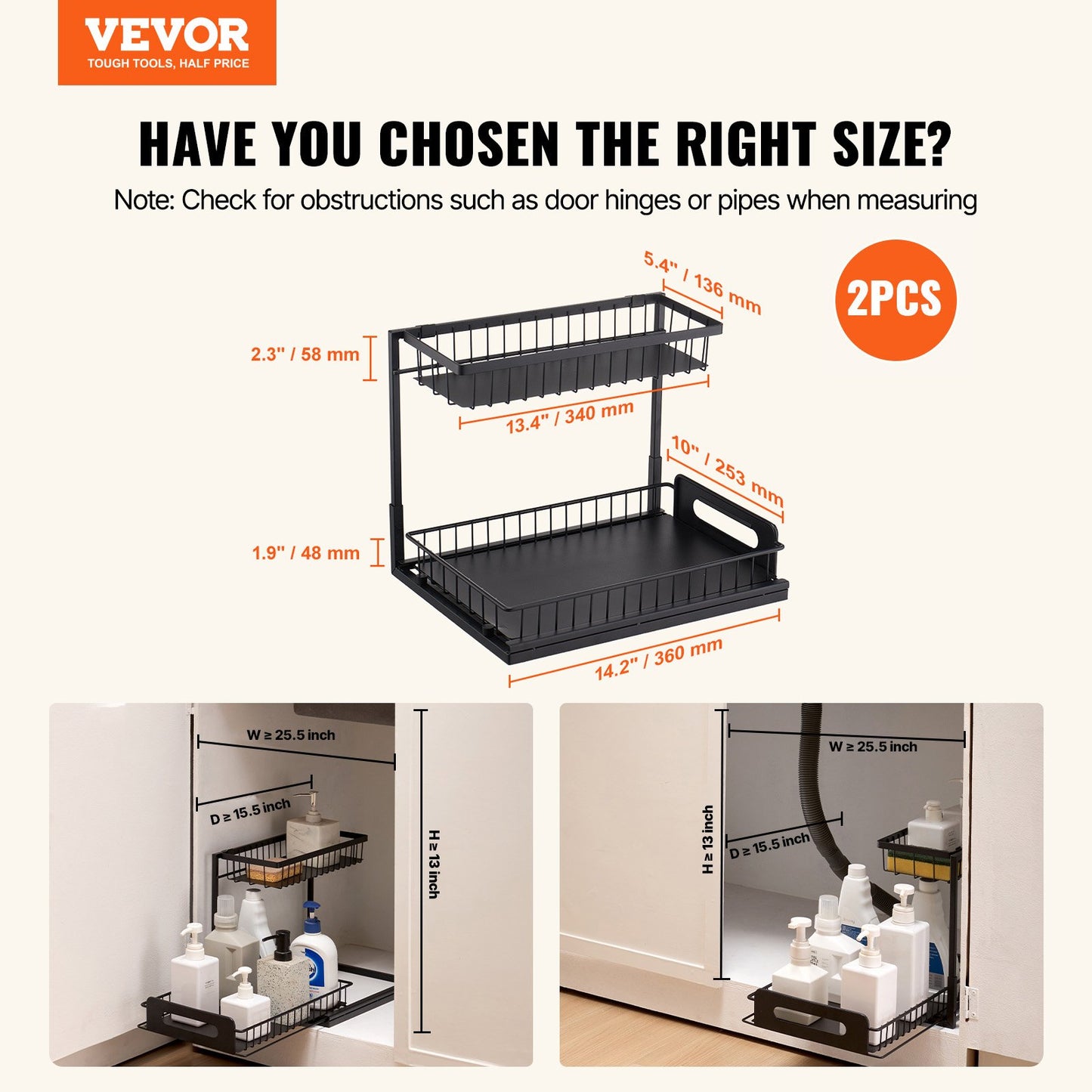 Pullout Sink Cabinet Organizer-Metal