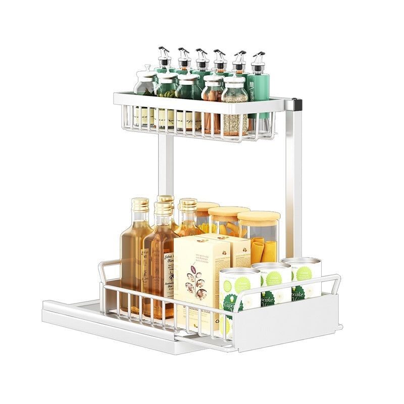 Kitchen Cabinet 2-Tier Pull-Out Organizer Rack