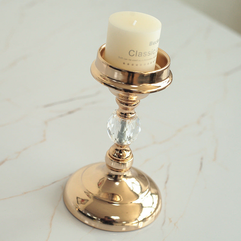 Candle Holder-European Gold Metal and Crystal