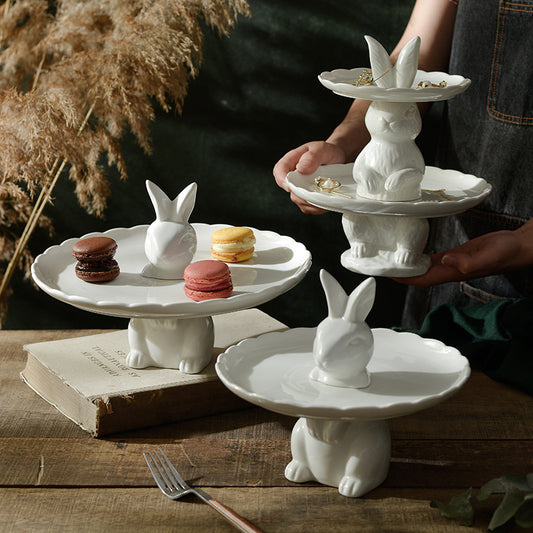 Nordic Ceramic Bunny Dessert Stand