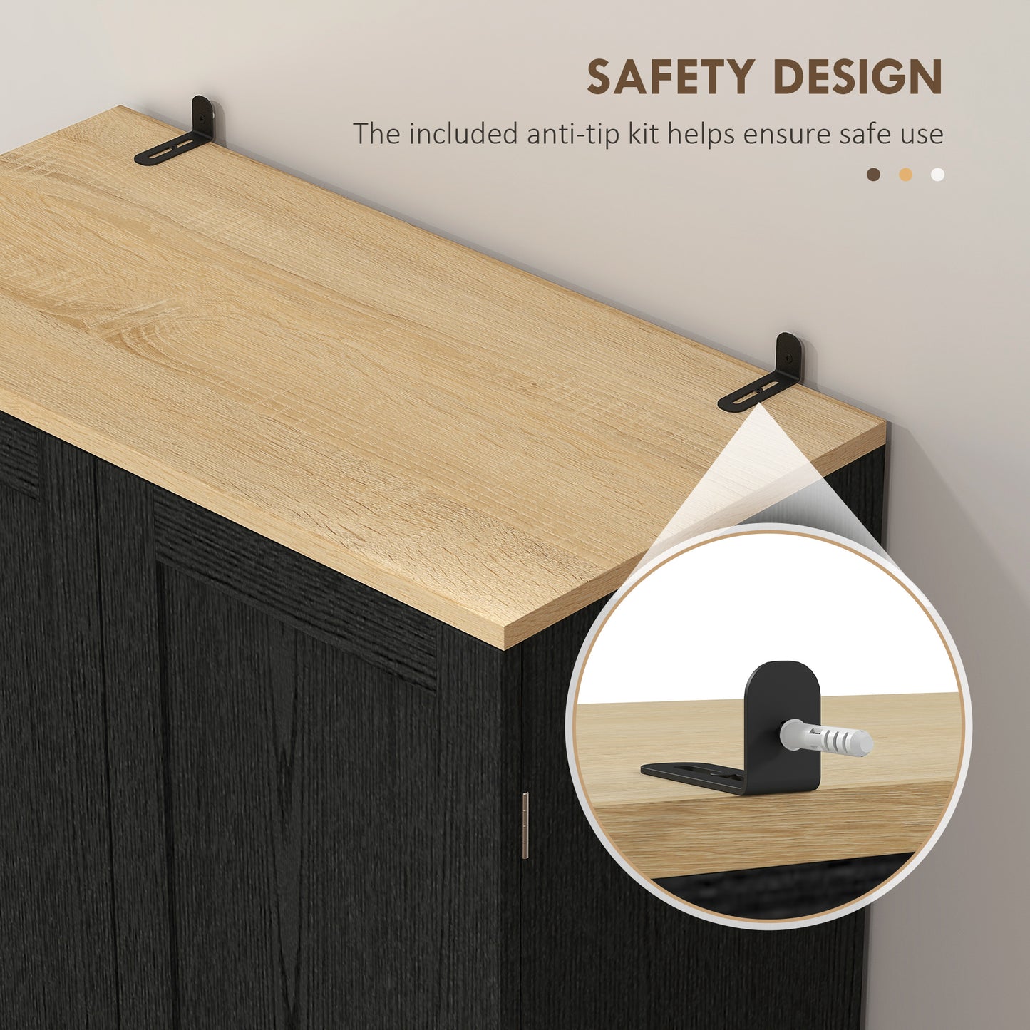 Freestanding Kitchen Pantry-Distressed Black-Adjustable Shelves