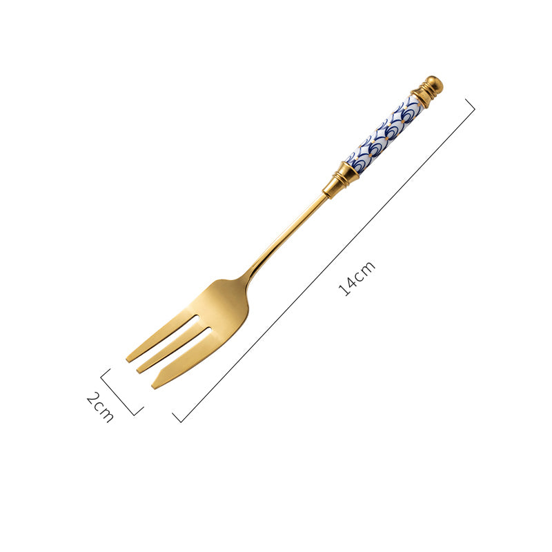 Stainless Steel Dessert Utensils with Decorated Handles