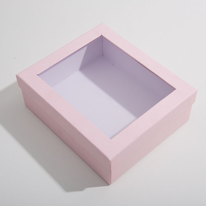 Flat Square Gift Box with Window Lid