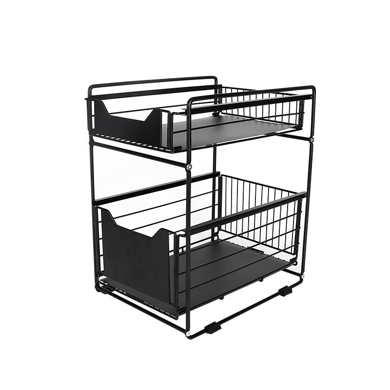 Multipurpose 2-Tier Heavy Duty Carbon Steel Pull-Out Rack