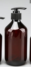 Plastic Amber Boston Round Bottle with Pump Top-200ml
