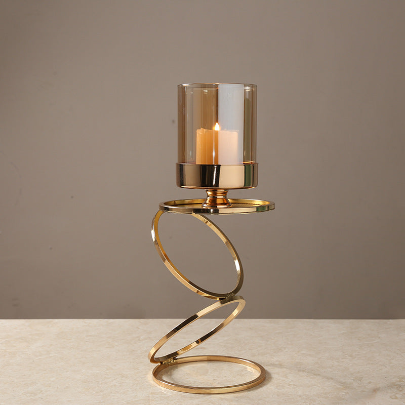 Gold Cascading Circles Candle Holder