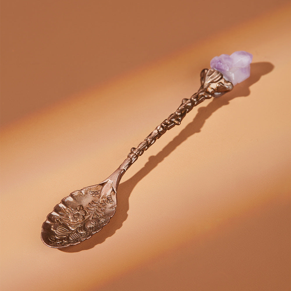 Embossed Crystal Gemstone Dessert Spoon