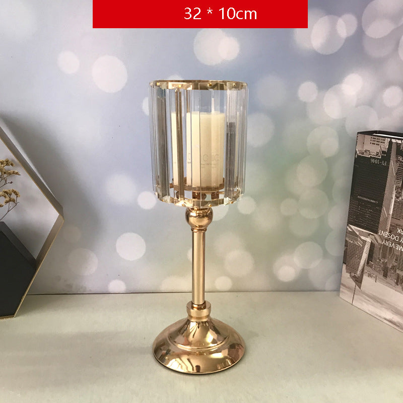 Candle Holder-Crystal Glass & Metal