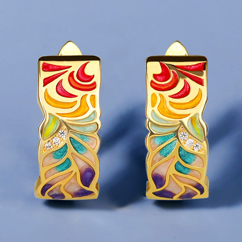 Jewelry: European Cloisonne Enamel Earrings