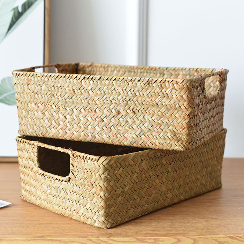 Organization & Storage: Baskets- Hand Woven Rectangular Seagrass Storage Baskets