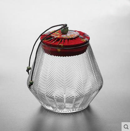 Chinese Glass Tea Jars with Airtight Wooden Lids