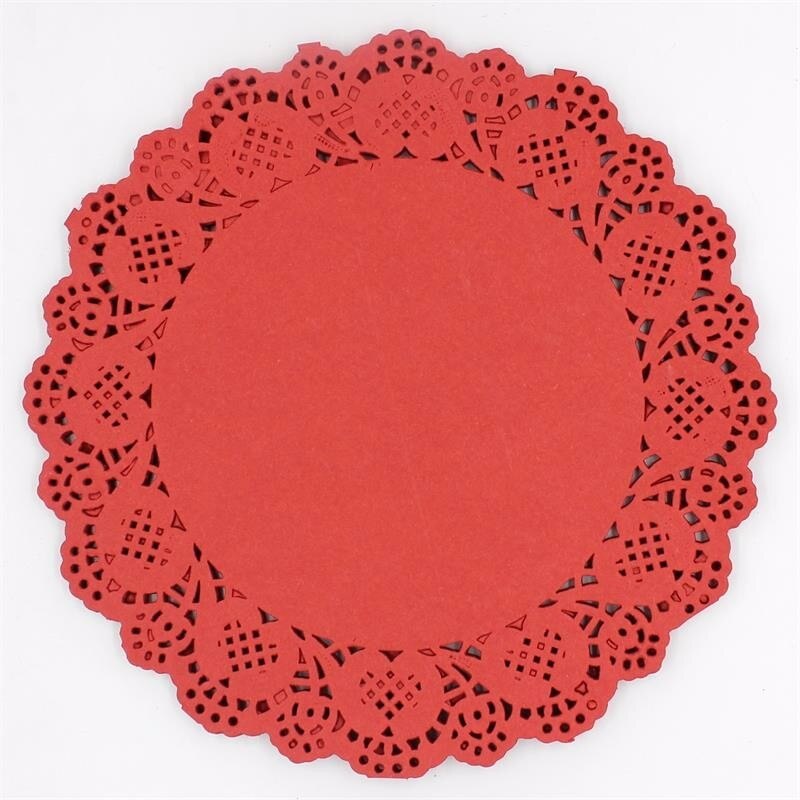 100PC Colored Lace Trim Dessert Doilies