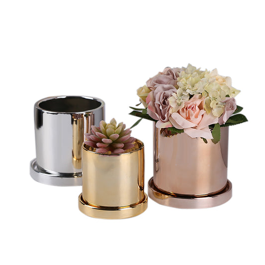 Metal Plated Ceramic flower pot