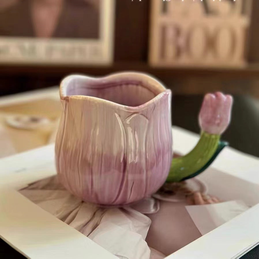 Sculpted Ceramic Tulip Mug