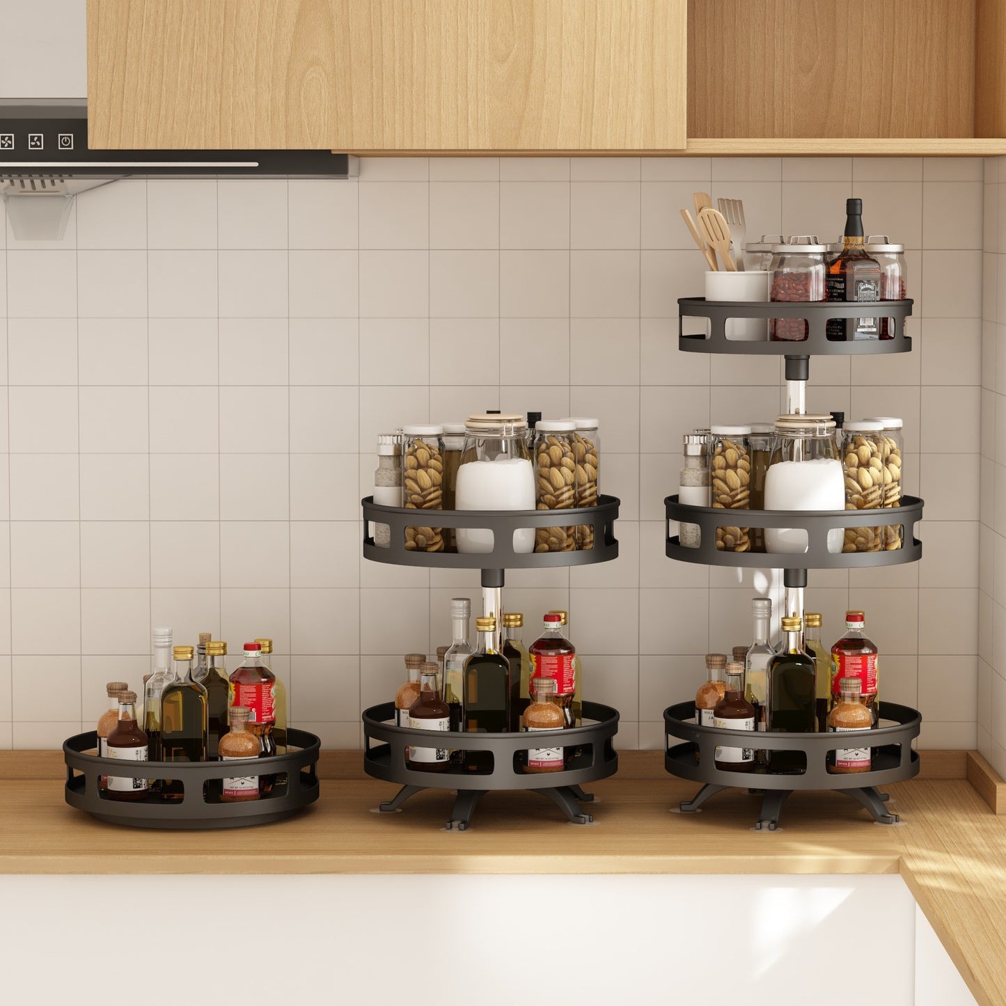 Kitchen Vertical Turntable Shelf Rack