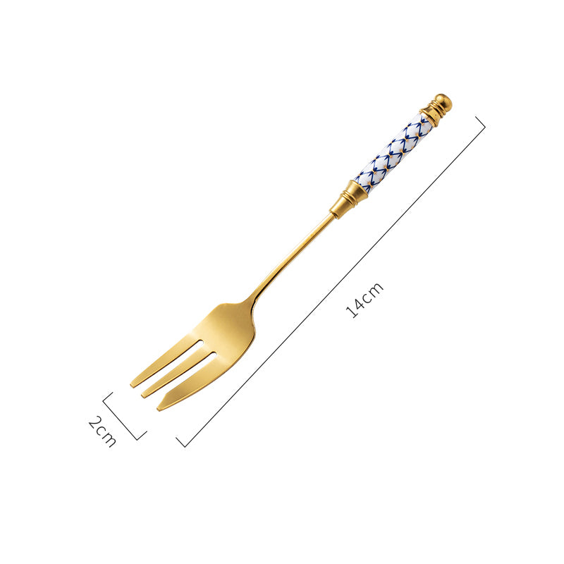 Stainless Steel Dessert Utensils with Decorated Handles