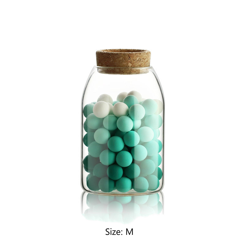 Glass Jar with Stylish Cork Ball Top