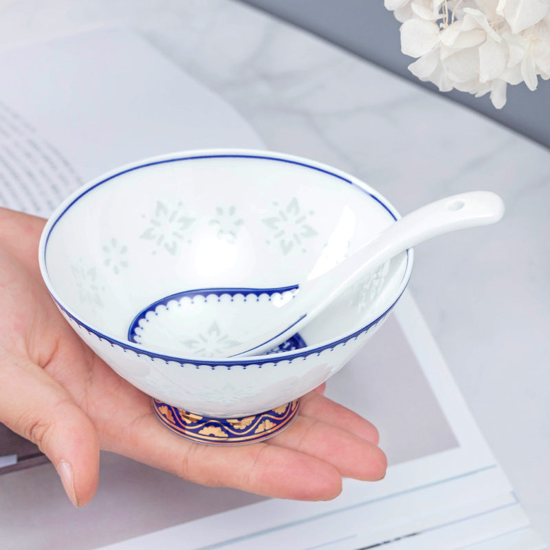 Tableware: White-Blue Trim Porcelain Dinnerware