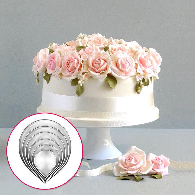 Rose Petal Fondant Mold-Stainless Steel 6-Piece