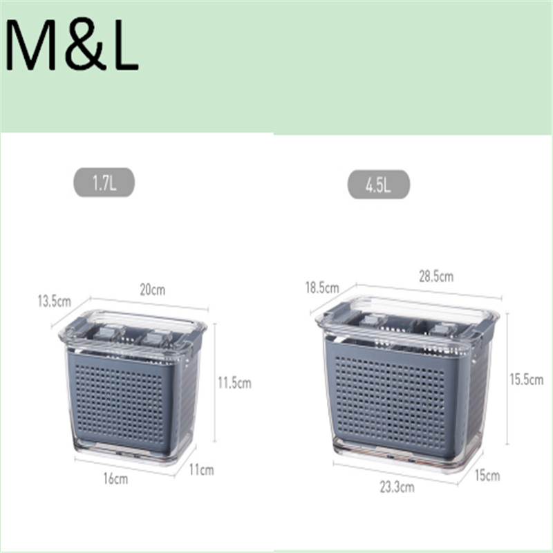 Grey Colander-Crisper w Partition-Various Sizes