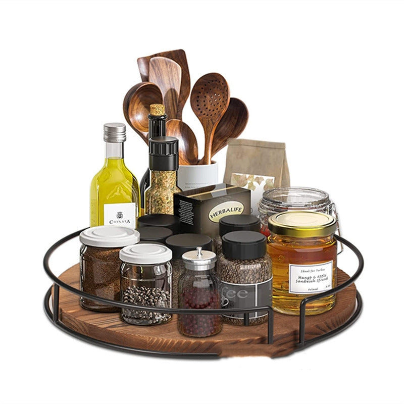 Rustic Wood & Metal Kitchen Turntable