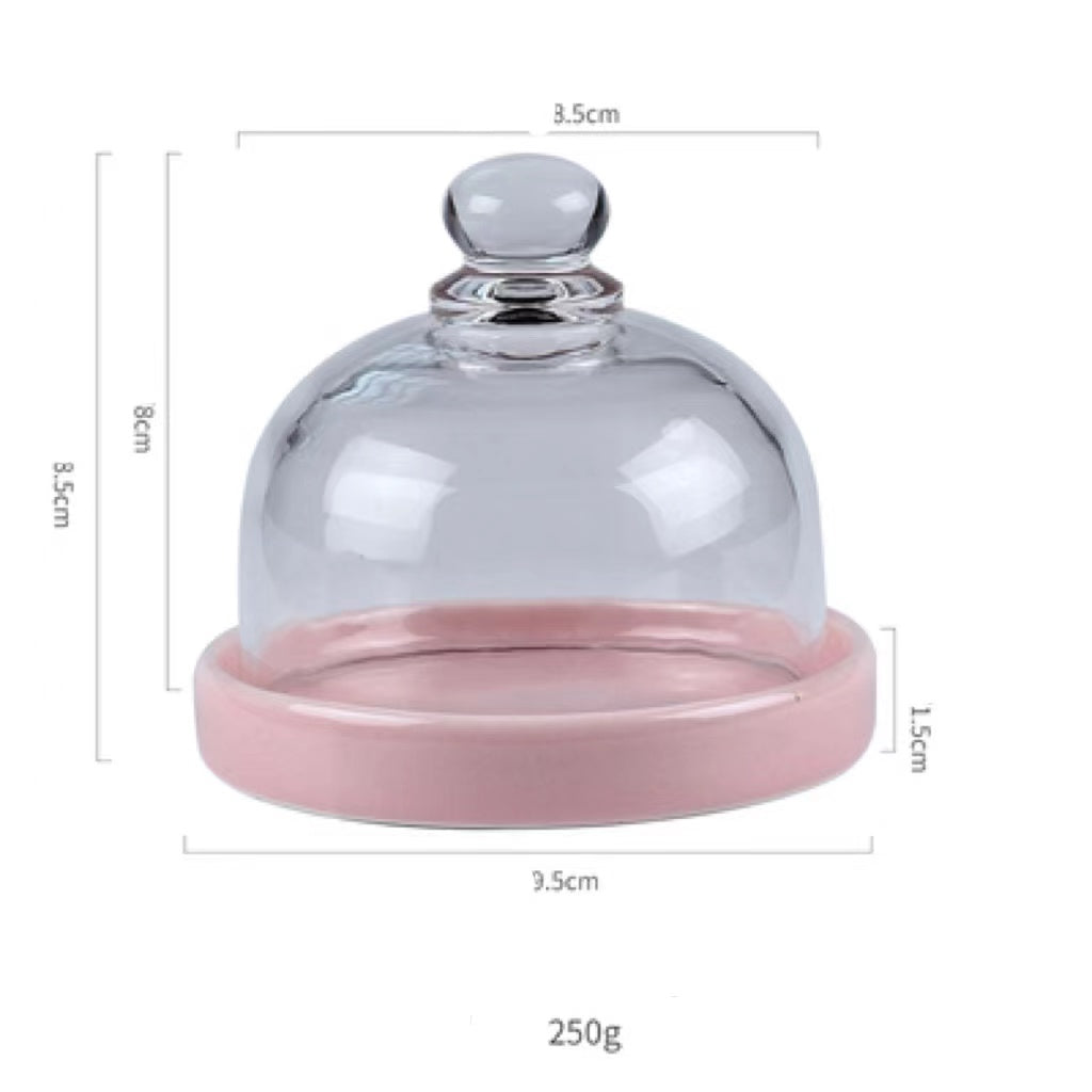 Glass Domed Ceramic Dessert Dish