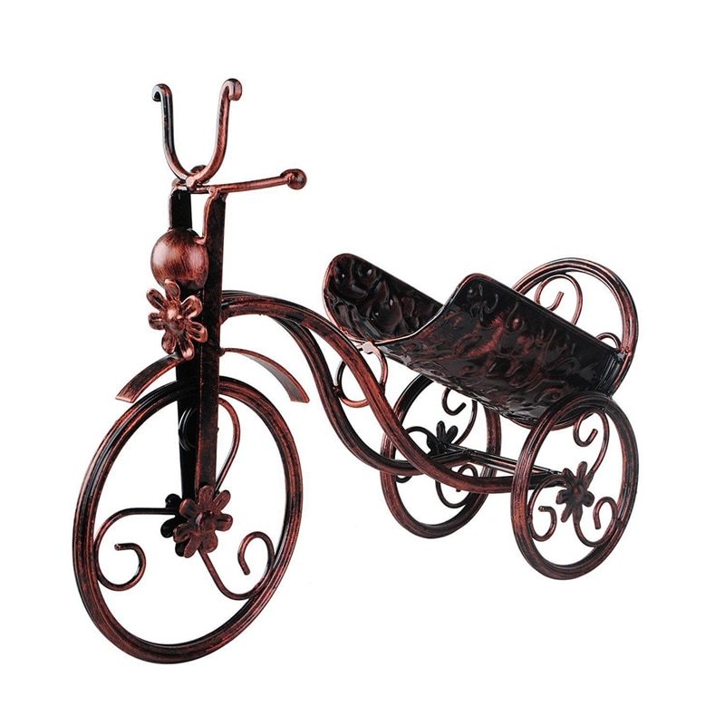 Bronze Iron Tricycle Wine Bottle Holder