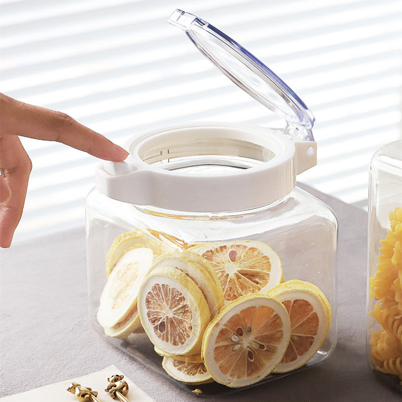 Square Airtight Apothecary Jars-White Flip Lid