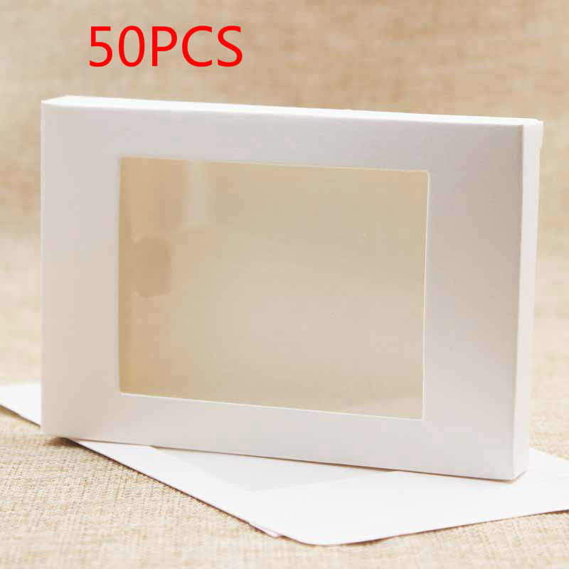 50PCS Colorful Shallow Dessert Boxes with Window