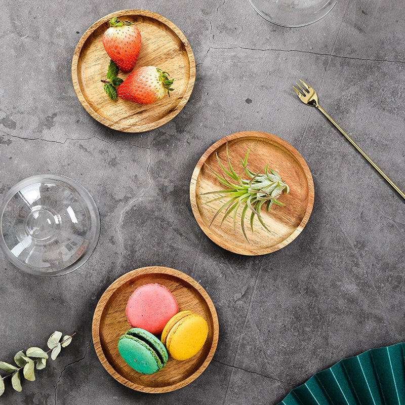 Mini Glass Dome and Wooden Dessert Plate