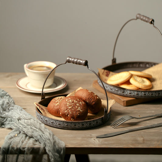 Retro Iron Art Serving Tray/Dessert Tray with Handle
