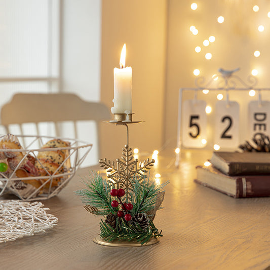 Christmas Gold Candlesticks Deer, Star, Snowflake