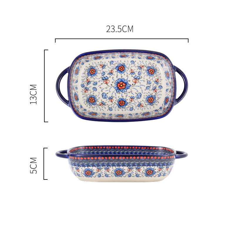 Pastoral French Underglazed Porcelain Ceramic Baking Dishes