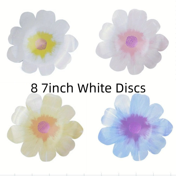 8PC Paper Flowers Dessert Doily Plates