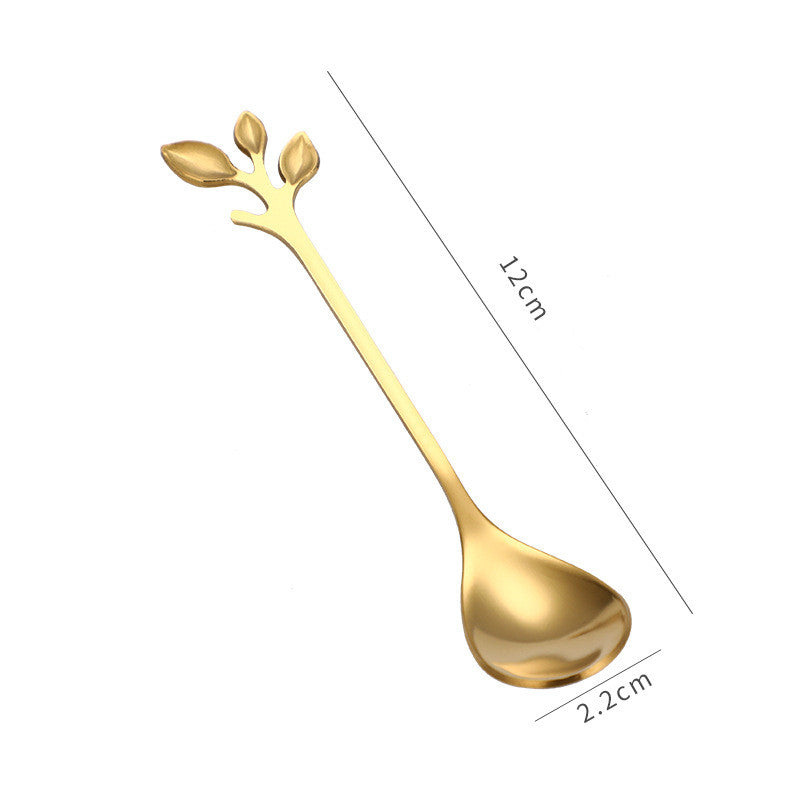 Leaf Design Stainless Steel Dessert, Coffee, Tea, Chocolate Utensils