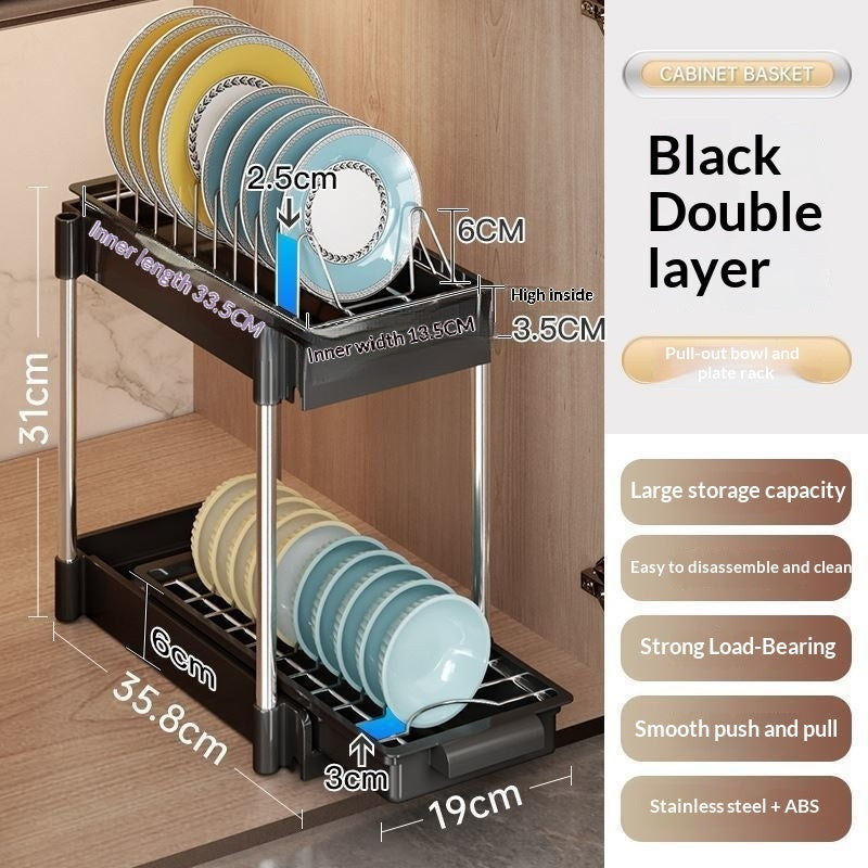 Kitchen Cabinet Built-in Pull-Out Dish Rack Drawer