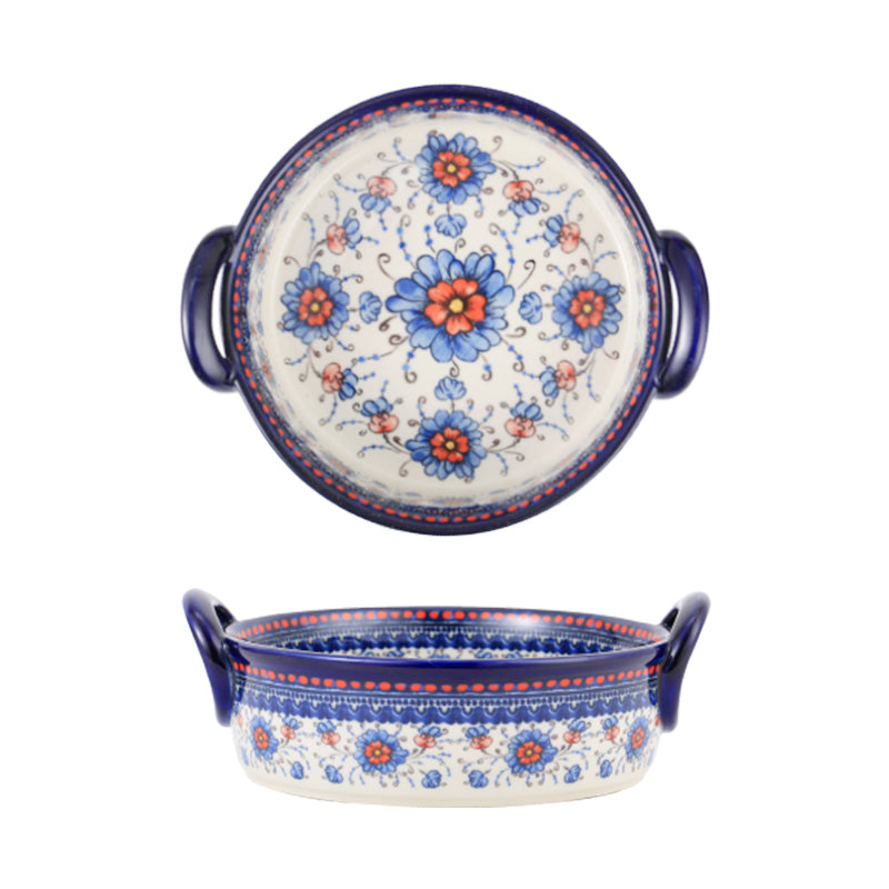 Pastoral French Underglazed Porcelain Ceramic Baking Dishes