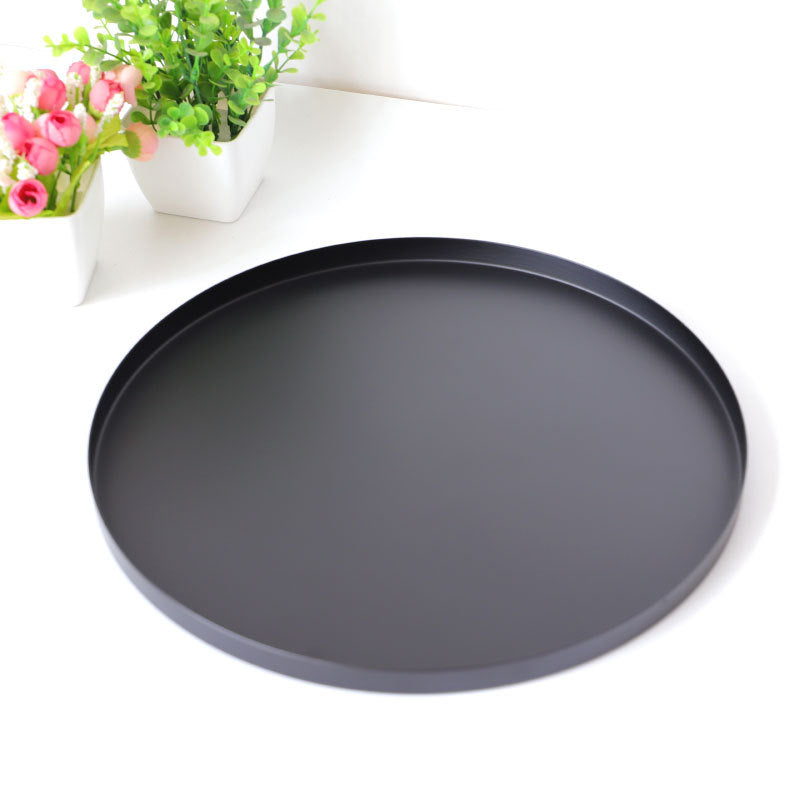 Black Stainless Steel Round Organizer Tray-Serving Tray