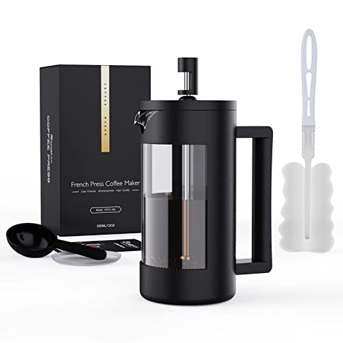 French Press Coffee Maker-Black & Clear Glass